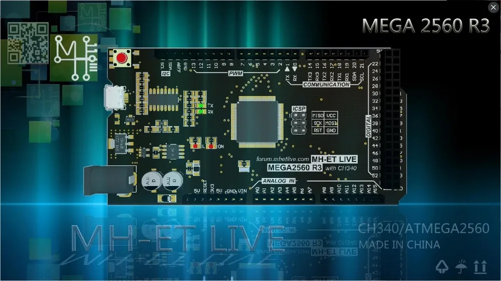 MH-ET LIVE Mega 2560 R3 CH340G/ATmega2560-16AU, MicroUSB. Совместим с Arduino Mega 2560. Китай истребитель