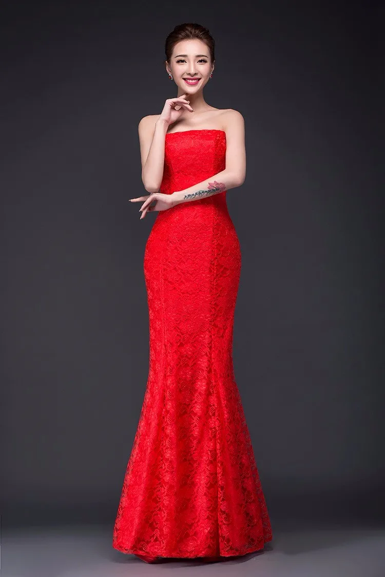 DM-2670Z#Spring summer new long Dresses white and red 2021 tail sexy slim bride violet toast suit wedding dress wholesale cheap red wedding dresses