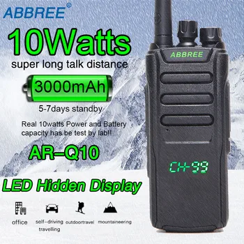 

ABBREE AR-Q10 10W Powerful 99CH LED Hidden Display Screen UHF 400-470Mhz 3000mAh Battery Long Range Two Way Radio Walkie Talkie