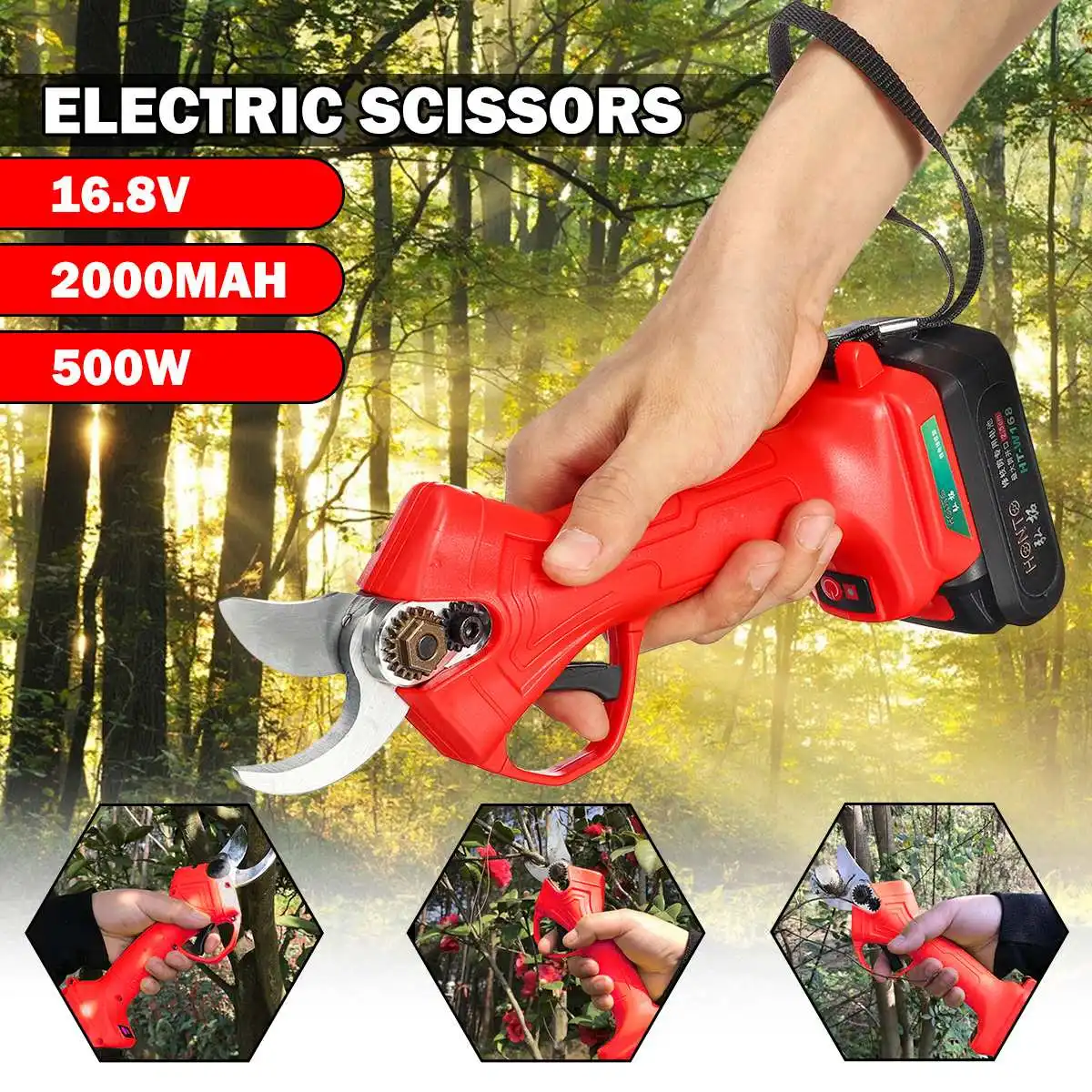 

16.8V 2000mAh 500W Wireless Electric Scissors Pruning Shears Tree Garden Tool Pruning Tools