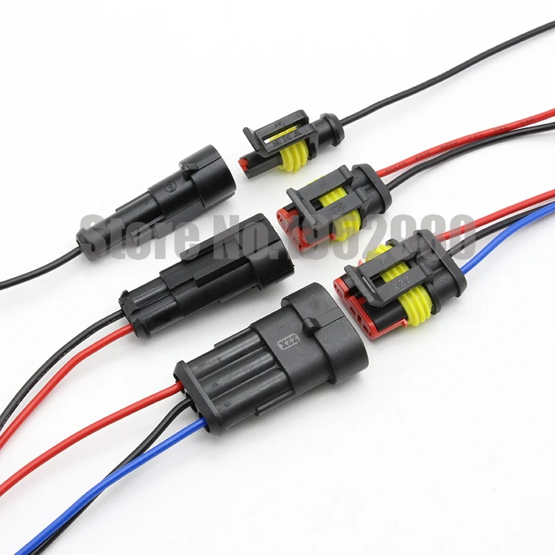 10 sets Waterproof Automotive Wire HID Connector AMP 1/2/3/4/5/6P