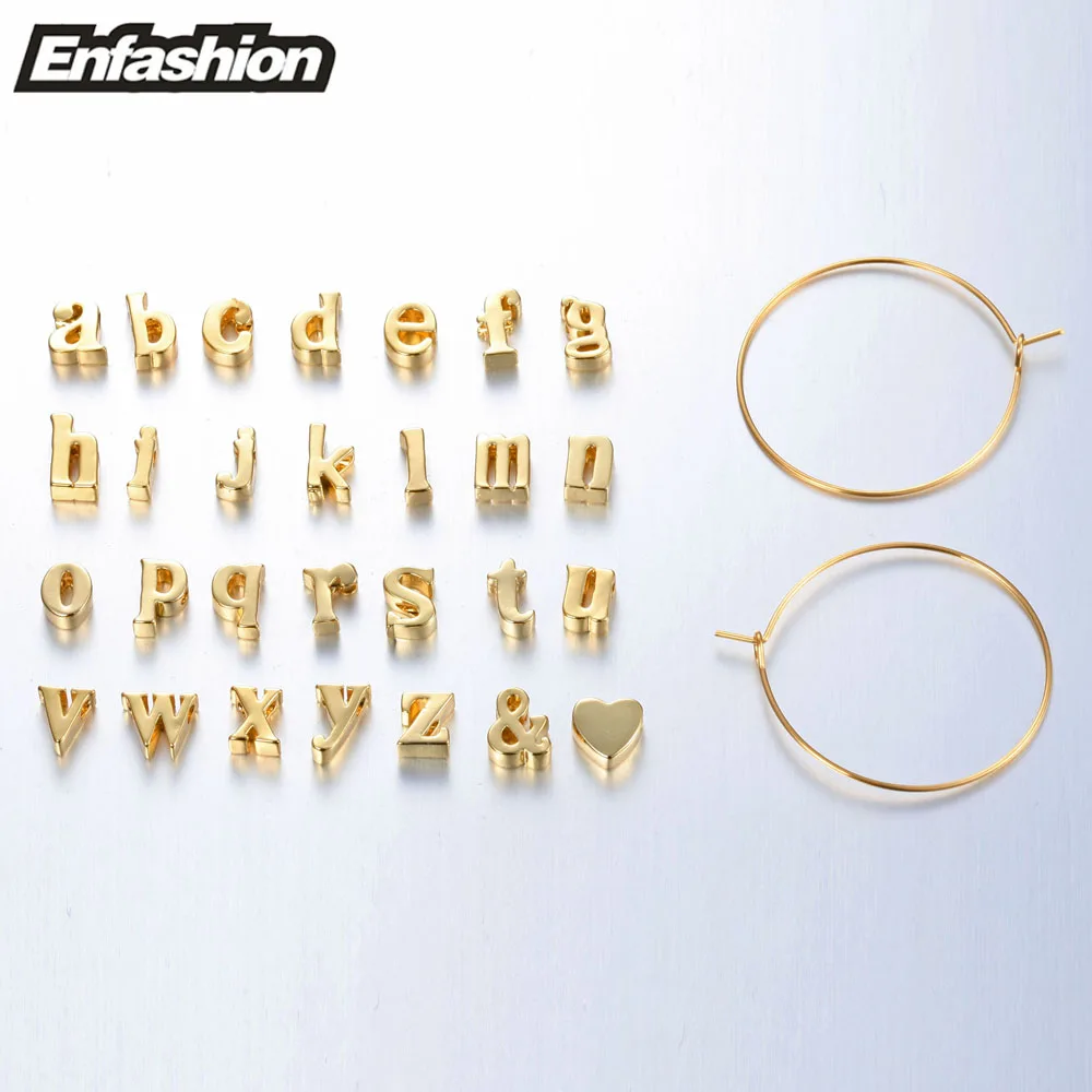 Enfashion серьги кольца с буквами золотистого цвета Alfabet круглые для женщин сделай