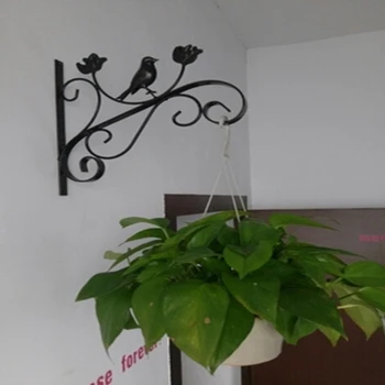 

Iron Art Wall-mounted Flower Hook Shelf Hanging Basket Flowerpot Holder - Black S