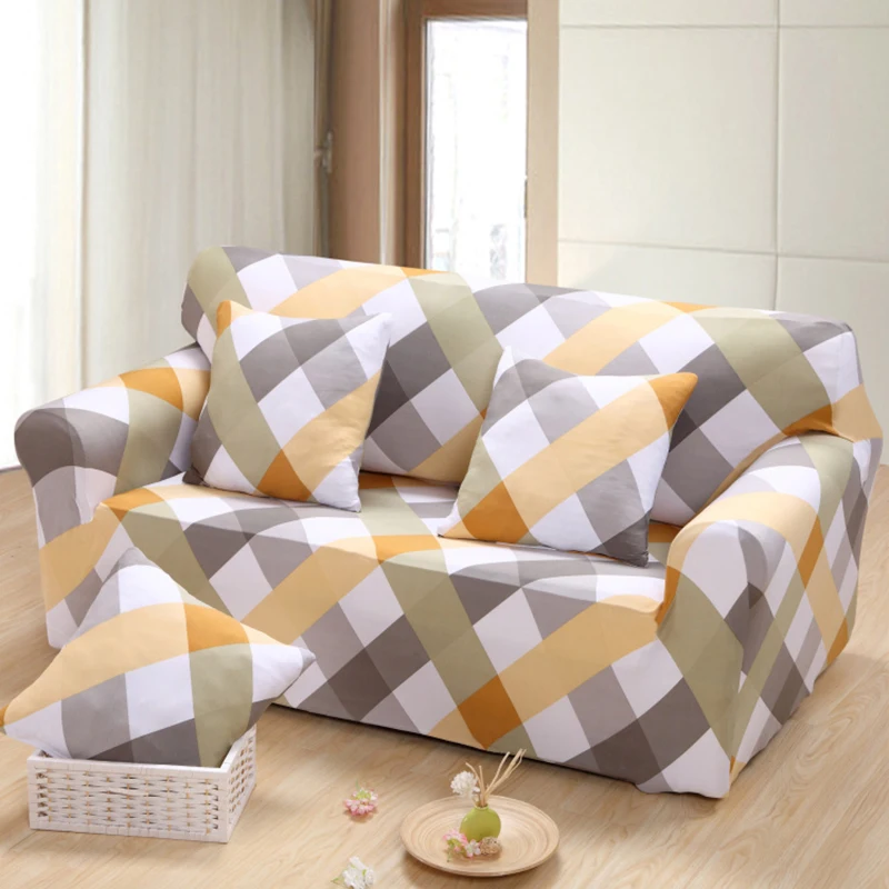 Elastic Sofa Cover Printed Plaid Slipcover Tight Wrap All inclusive