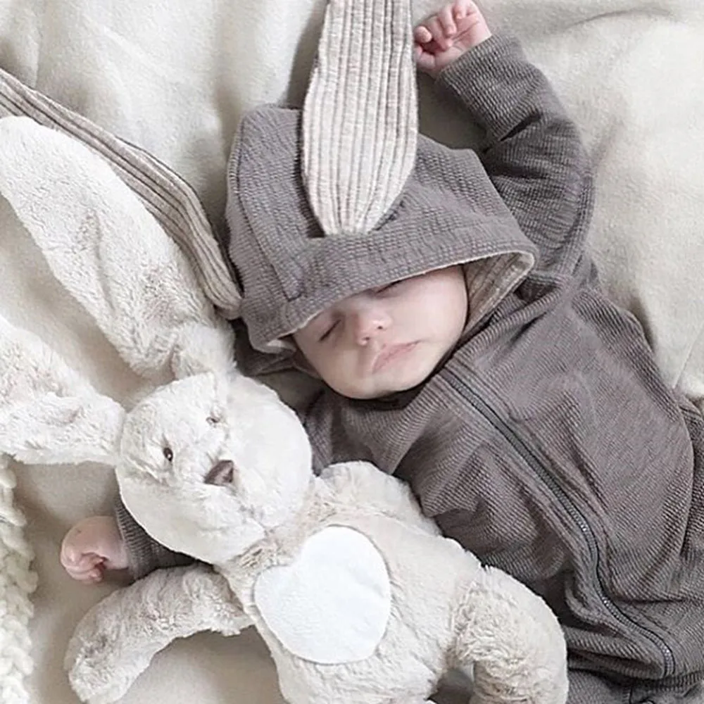 new Jumpsuit born baby clothes Rabbit 3D Ear Warm Romper Jumpsuit Outfits Hooded ClothesInfant Baby Girl Boy winter baby clothes