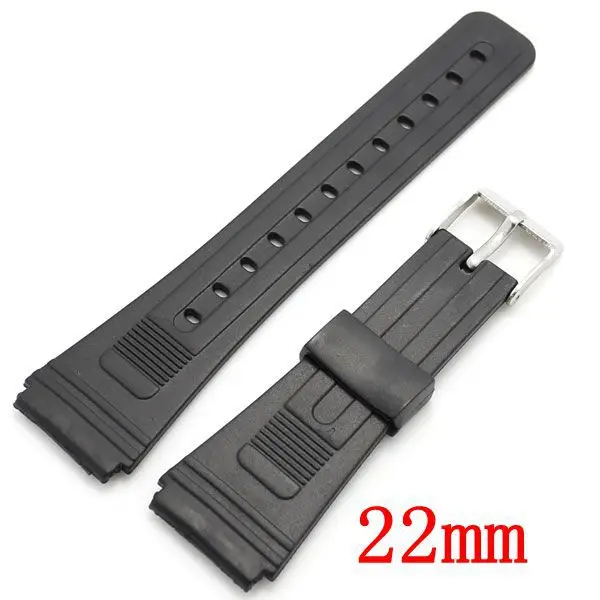 

22mm Rubber Watch Strap Black Color Bracelet for Hours with Pin Buckle JD010222