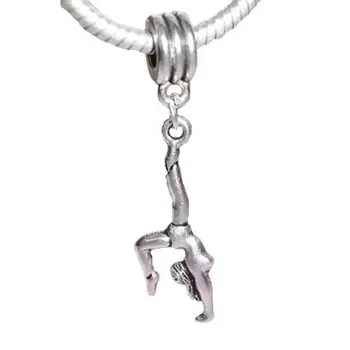 

100 Pcs Zinc Alloy Gymnastics Gymnast Sports Athlete Charm Pendant Fit uropean Bead Bracelet 44 mm x 10.5 mm A00120