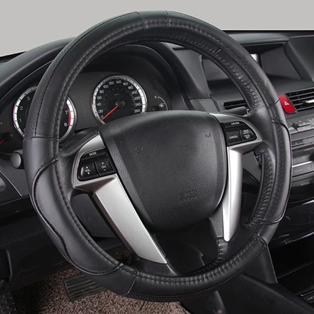 М Размер 15 ''Диаметр кожаный руль автомобиля покрытие для Mitsubishi Lancer Outlander ASX Grandis Pajero спортивный руль Колёса - Название цвета: black 2