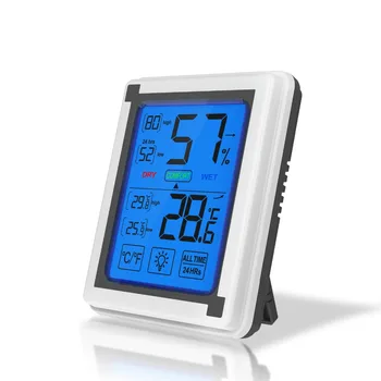 

Digital Thermometer Hygrometer Touch Screen Electronic LCD Temperature Humidity Meter Weather Station With Backlight