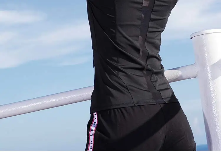 Женский топ для йоги с длинным рукавом, сетчатая быстросохнущая Спортивная футболка, дышащая куртка для бега, толстовка на молнии, одежда для тренировок и фитнеса