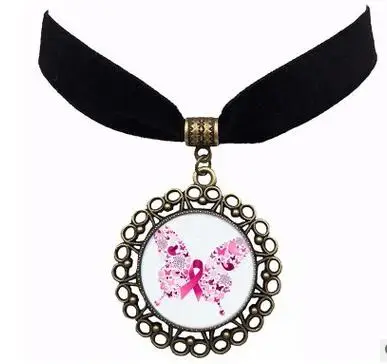 

2017 BREAST CANCER AWARENESS Chokers Necklace Cancer Survivor Butterfly Jewelry Pink Ribbon Ornament,PRN003,1pcs,CUSTOMIZE