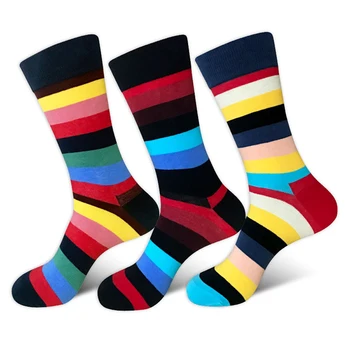 

Best Selling New Men's Winter Casual Socks Fashion Trend Stockings Personality Men's Stripe Cotton Socks 1 Pair = 2 Pieces