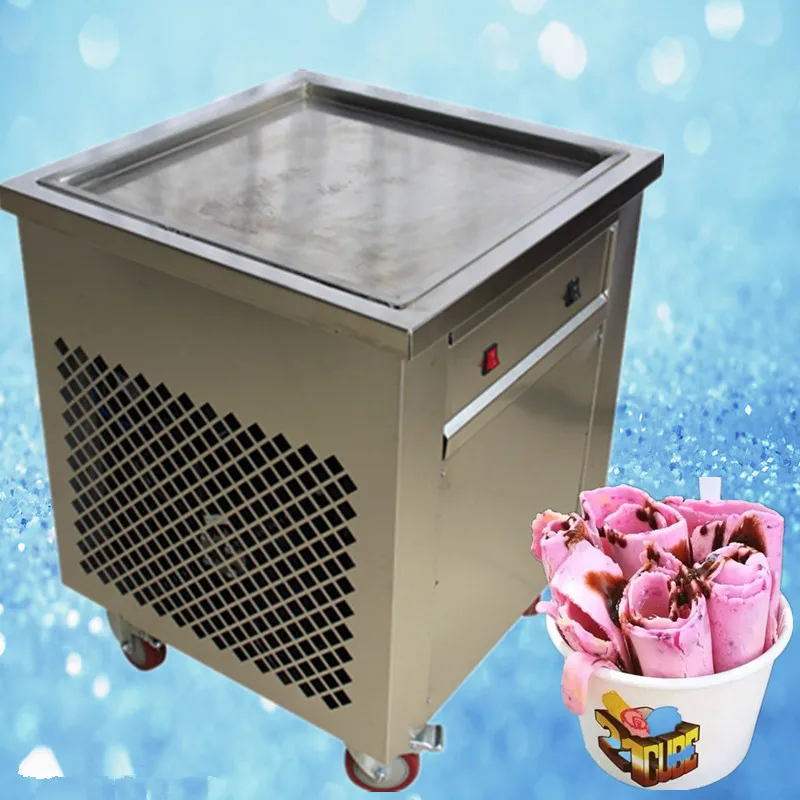 

30kg/h output single square pan(49*49cm) fried ice cream roll maker , fried ice roll pan machine,single pot ice fryer