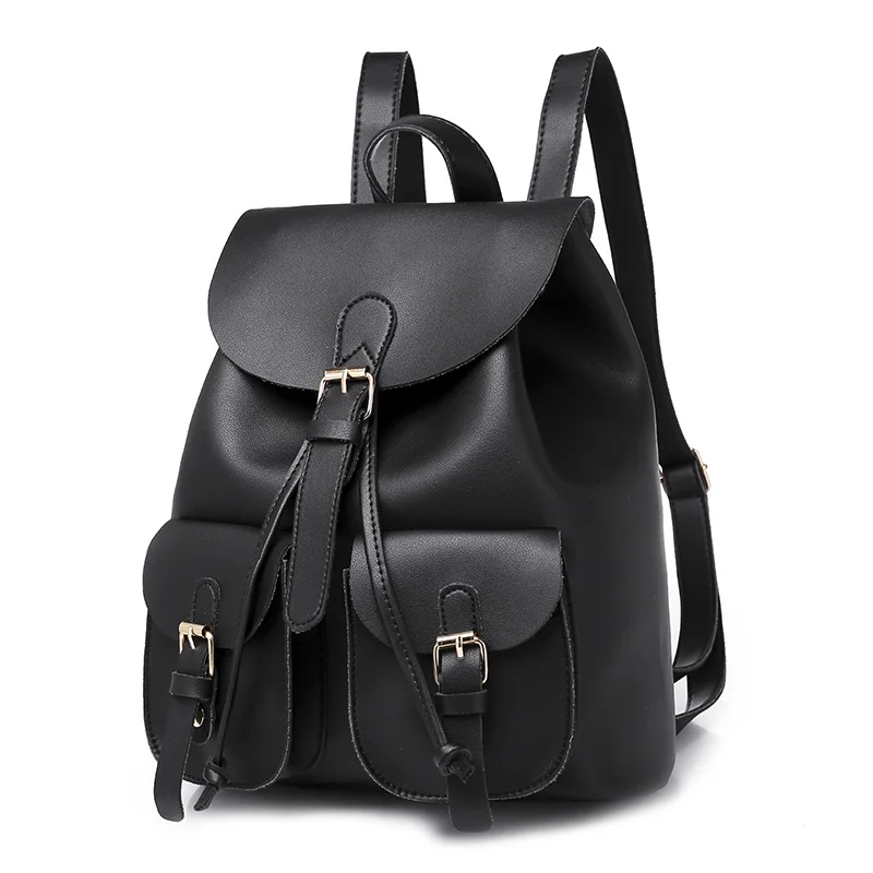 2018 جديد جلد النساء على ظهره أسود Bolsas Mochila الأنثوية مدرسة كبيرة حقائب ظهر للمراهقين الفتيات سيدة سفر حقيبة