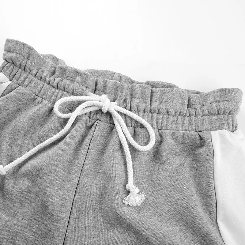 Fitshinling лоскутное бумажный мешок Шорты Женская одежда для спорта и отдыха уличная шнурок с высокой талией короткие летние штаны из хлопка