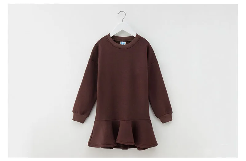 ruffles autumn winter dresses for big girls cotton long sleeve fleece dress baby kids clothes children casual school clothing (9)