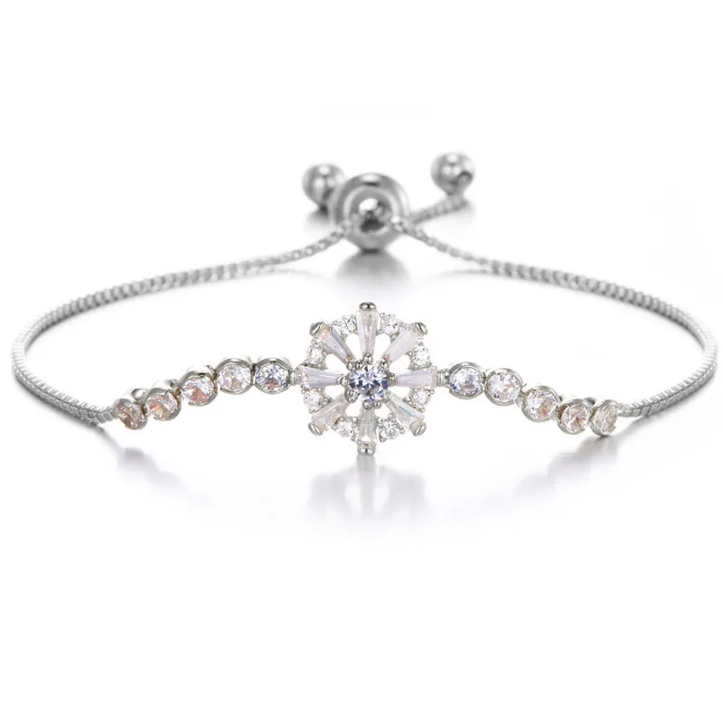 

Fashion S925 Single Row Full Drill Temperament Individual Micro-inlaid Round Rudder Simple Individual Zircon Silver Bracelet