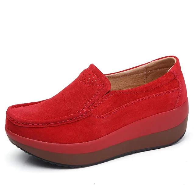 Ake ASIA/Женская обувь; Mujer Feminino; Повседневная обувь из натуральной кожи; обувь на толстой подошве; обувь на плоской платформе без шнуровки; zapatos; A273 - Цвет: red