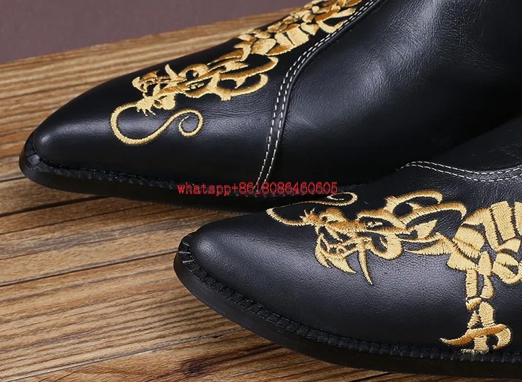 Choudory/ковбойские сапоги Вестерн Hademade; Рабочая обувь с вышивкой Золотого Дракона; мужские модные высокие сапоги; модельные туфли; botas hombre