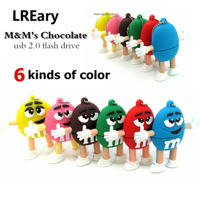 Cartoon M&M's Chocolate M Bean usb flash drive disk memory stick pendrive  Pen drive personalizado mini