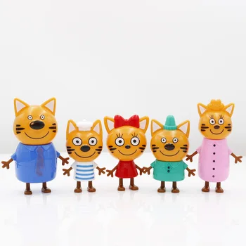 

5pcs/lot Kittens Russian Happy Three Kitten Action Figure Toy Animals Cartoon Cat Model Doll Toy For Kid Children Christmas Gift