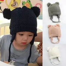 Детская мягкая хлопковая шапочка для девочки, вязаная шапка для мальчика, теплая шапка для новорожденных