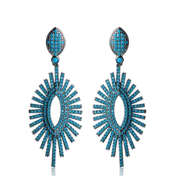 

Exquisite Imitation Blue Drop Earrings For Women CZ Zircon Gun Black Plated Evil Eyes Shape Brincos Copper Joyas Christmas Gifts