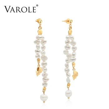 

Varole Natural Freshwater Pear Long Drop & Dangle Earrings for Women Gold Silver Color Earings Jewelry Wholesale