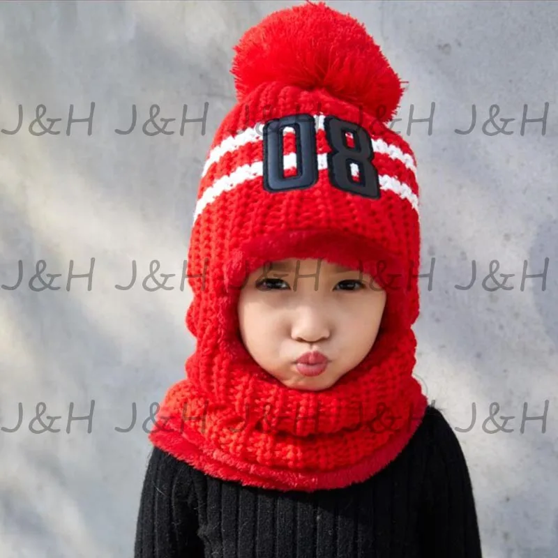 1 шт.; детские зимние шапки для девочек и мальчиков; детские вязаные теплые шапки; шарф с милым помпоном; плотная вязаная шапка; Прямая поставка