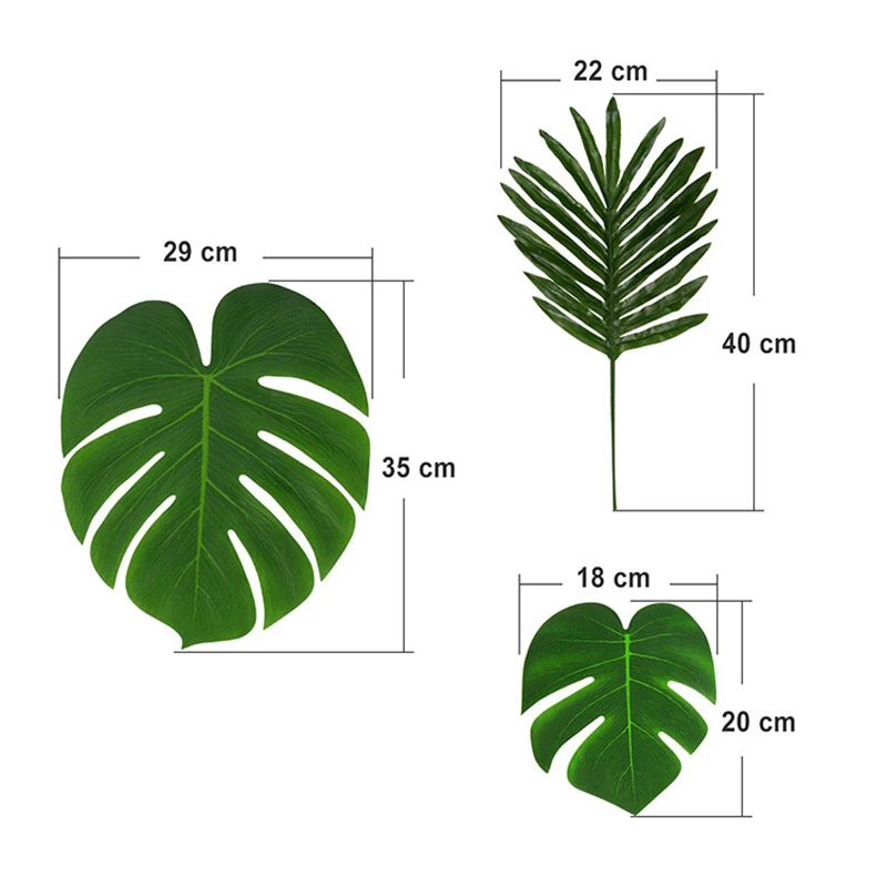 36 шт. тропические листья ладони Искусственные из шелковой ткани Monstera украшения лист Гавайский пляж Фламинго вечерние поставки Настольный Декор