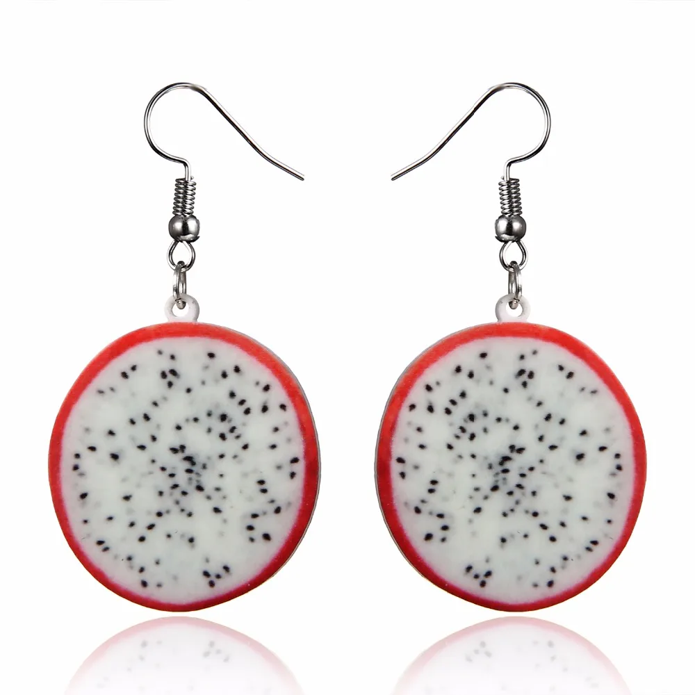 cute Lovely Acrylic Fruit fashion Pitaya earrings accessories fruit