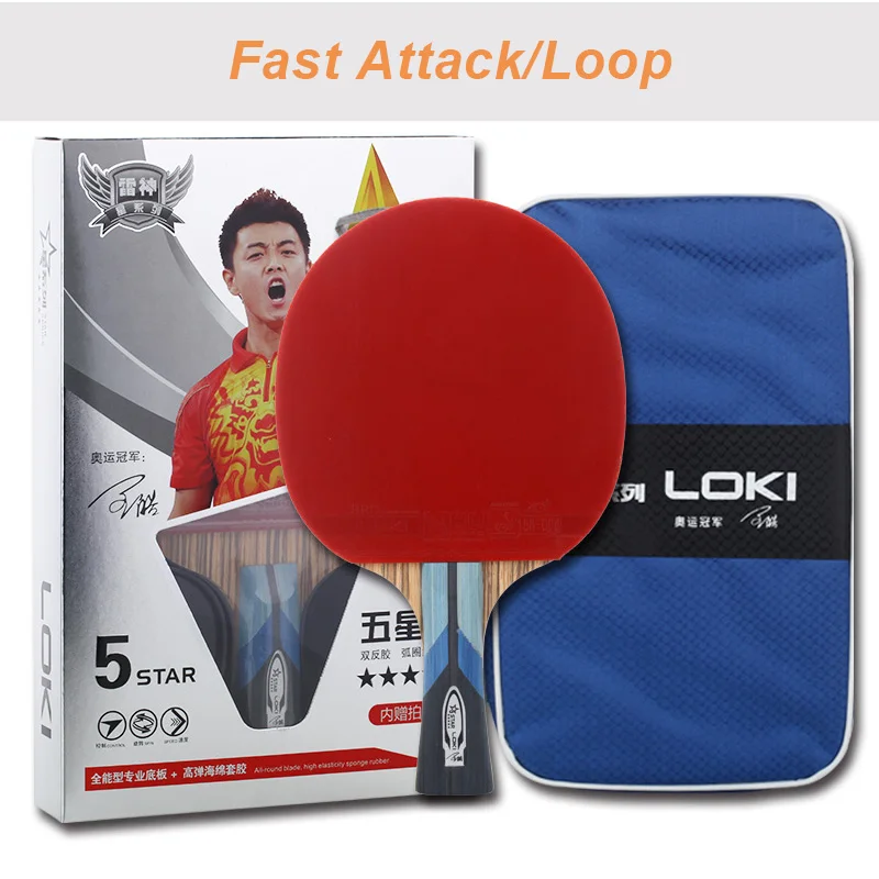 

LOKI Zebra Wood Carbon Table Tennis Racket Professional Table Tennis Bat Offensive Ping Pong Racket with Bag