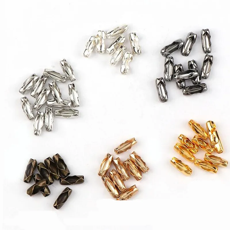 200pcs 1.5/2.4/3.2mm Ball Chain Connectors Clasps Gold/Silver Color