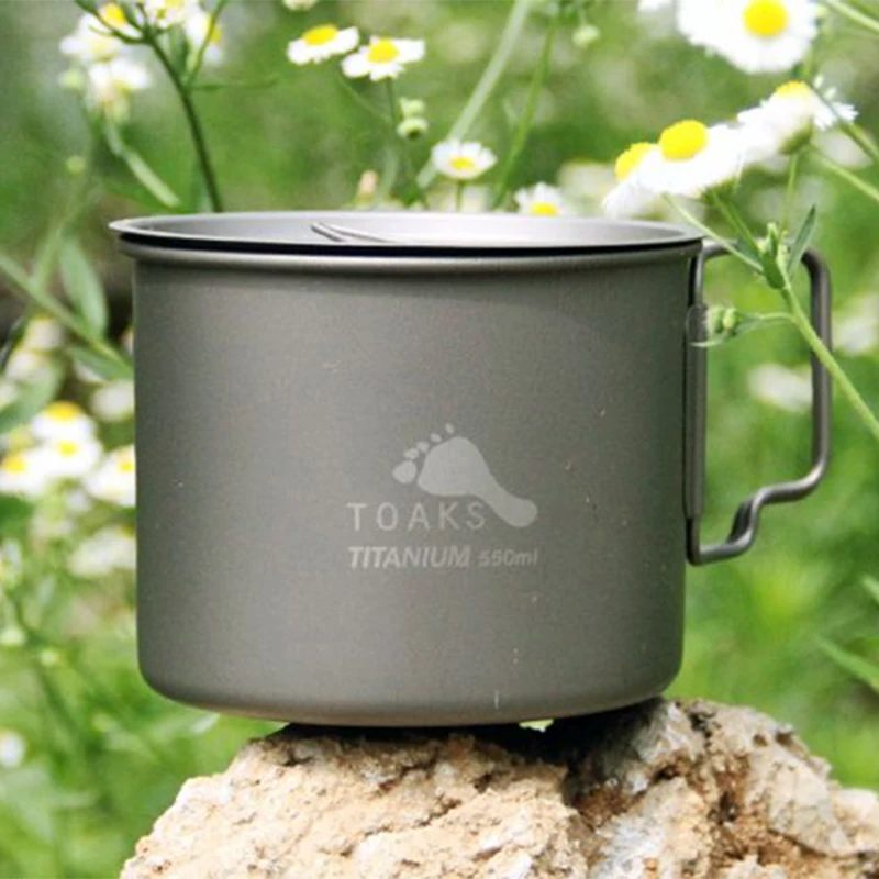 550 ml toaks al aire libre portátil camping Ultralight Titanium pot camping Titanium Bowl Vajilla para caminatas taza de titanio olla-550