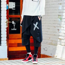 Новая мода Ложные два брюки мужские брюки корейский хип-хоп личности DJ леггинсы для ночного клуба костюмы с кюлотами