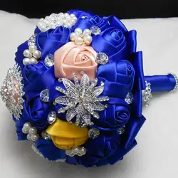 Свадебные цветы Свадебные bouquets2018 новые роскошные свадебные аксессуары Королевский синий цвет кристалл невесты свадебные букеты Buque De Noiva