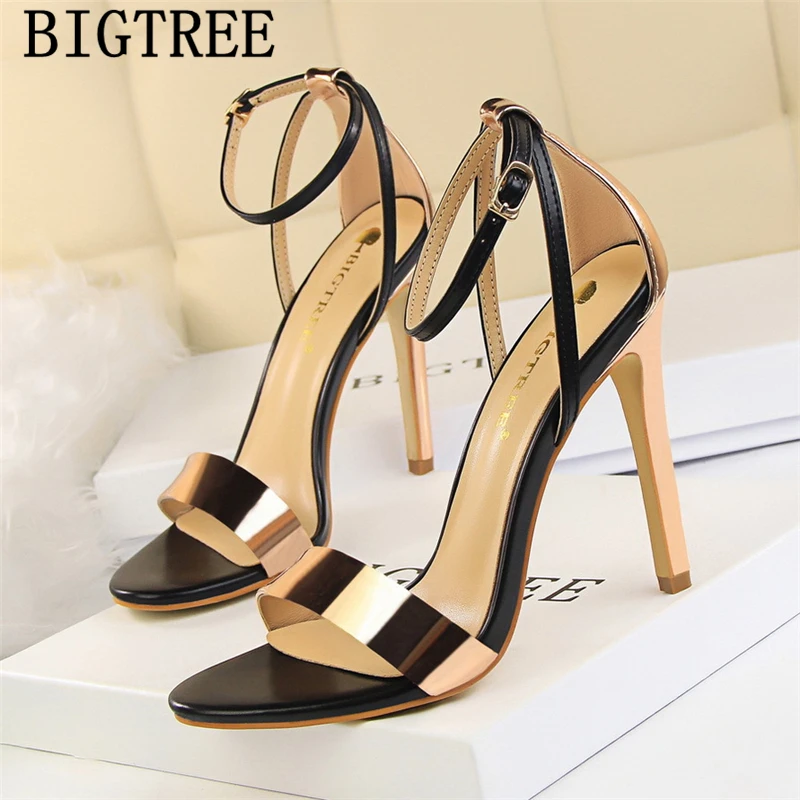 

BIGTREE 2019 New Lady Thin Heels Dancing Party Sandal Fashion High Quality PU 11CM Women Shoes Sapato Chaussures