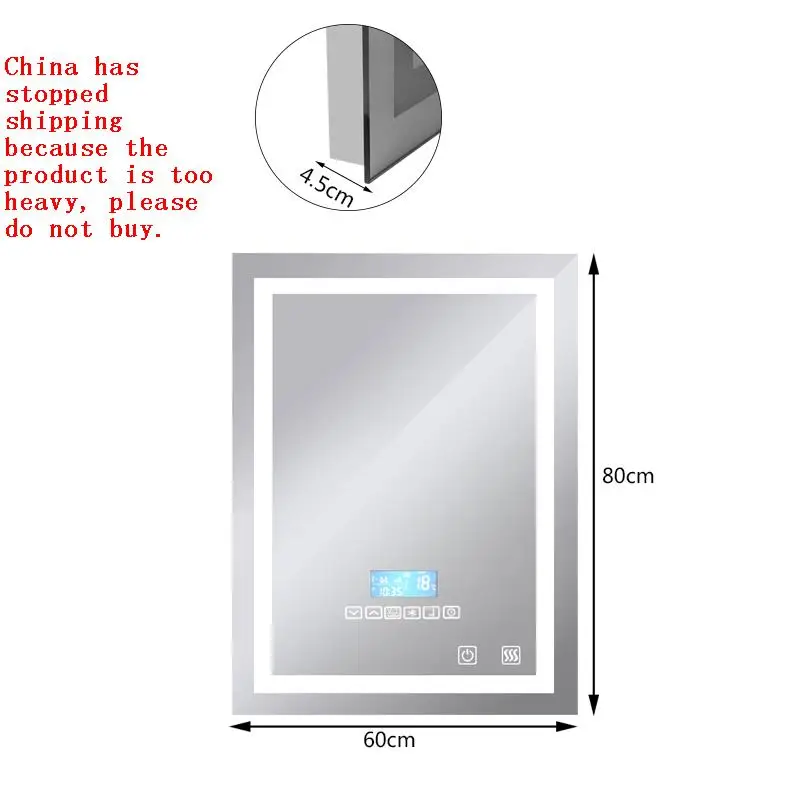 

New Bluetooth Speaker LED Bathroom Mirror Wall Light Square Illuminated Toilet Fog Light Mirror Vanity Mirror with Family HWC