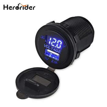

Herorider 24V Dual USB Car Charger Power Outlet Socket for Car Boat Motorcycle SUV ATV Tractor with LED Digital Voltmeter 12V