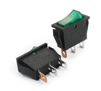 

AC250V 15A Green Lamp SPST 3 Pin Soldering Snap in Mount Rocker Switches 2Pcs