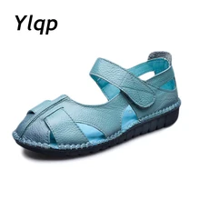 2017 frauen Leder Sandalen Komfortable Weichen Sohlen Schuhe Frauen Wohnungen Sandalen Mode Sommer Schuhe Frau Sandalen Alias Mujer