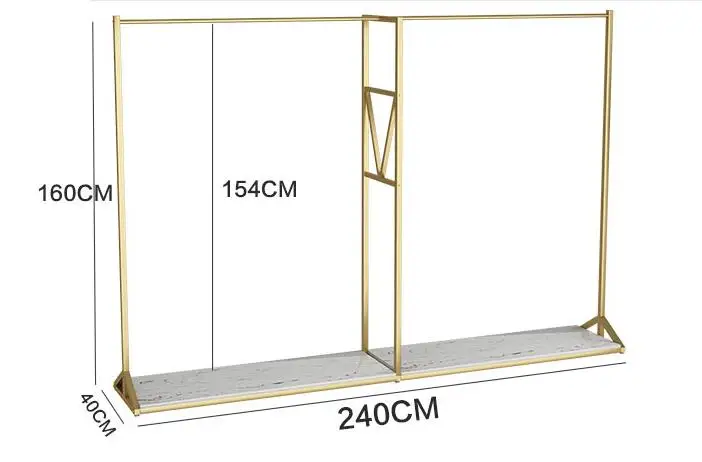 Золотая витрина для магазина одежды, напольная вешалка для детской одежды, полка для магазина женской одежды, дизайн украшения