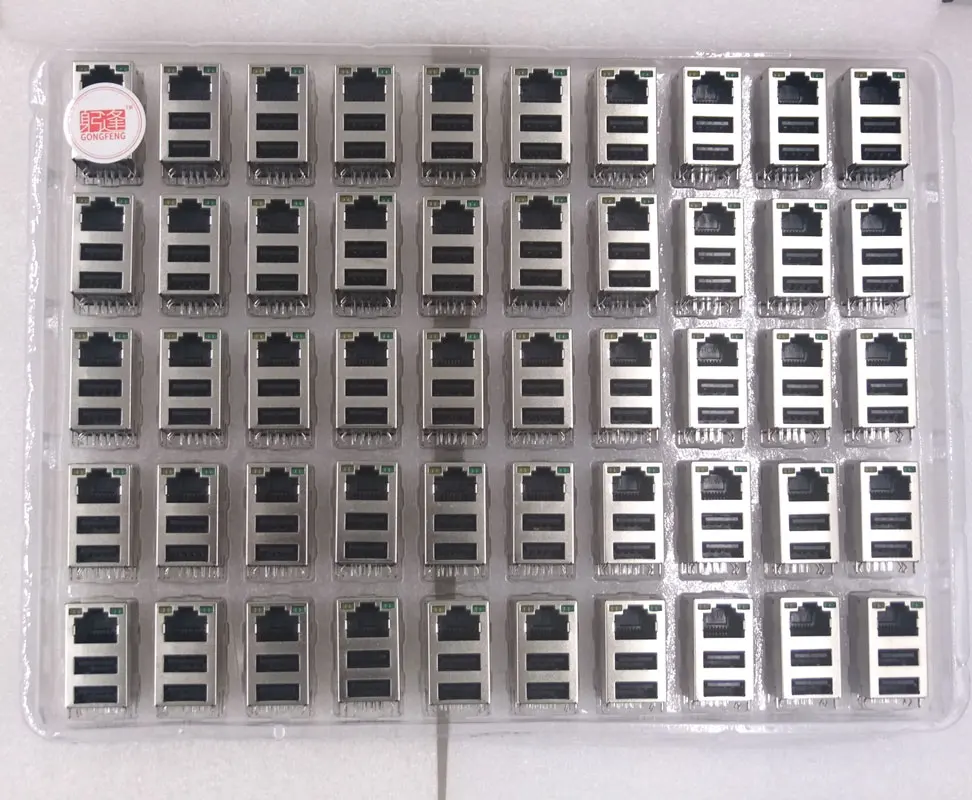 GONGFENG 50 шт. разъем двойной USB разъем со светодиодный USB+ RJ45 разъем для печатных плат специальная