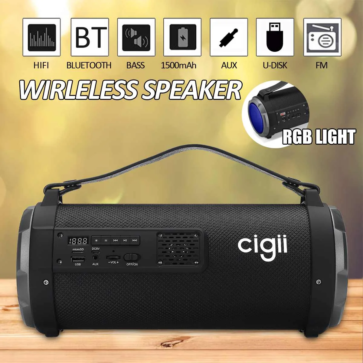 

4 InchPortable bluetooth Speaker Subwoofer 360 Surround Music Sound for PC Speaker With RGB lights AUX TF Card Outdoor Speaker