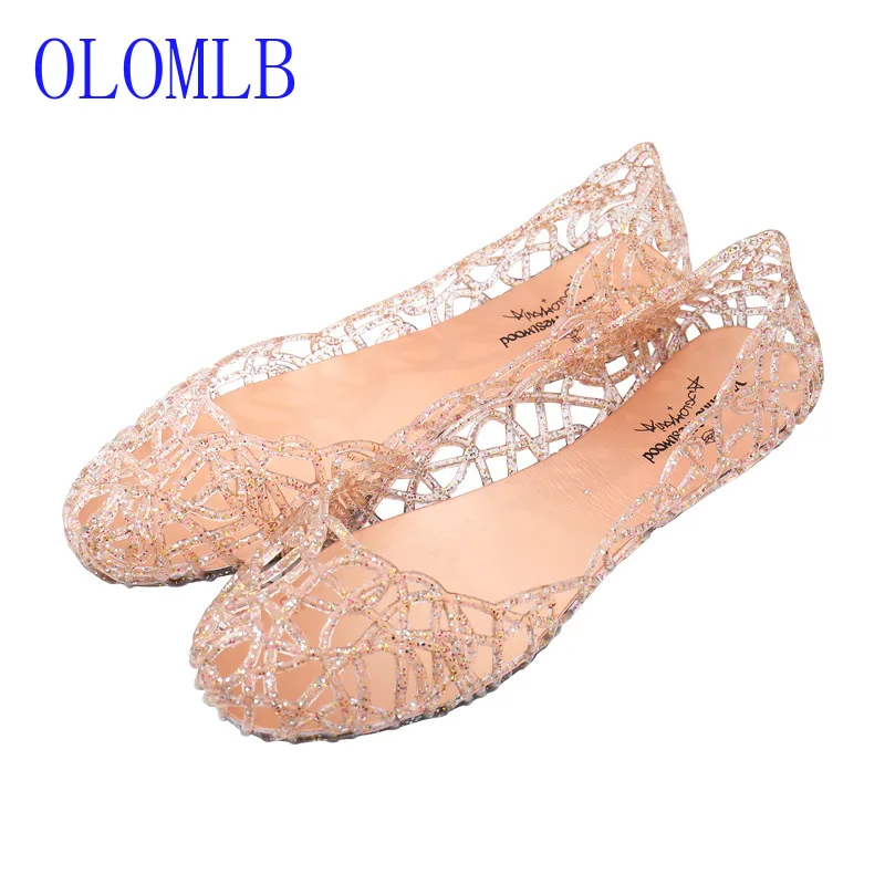 

OLOMLB New 2019 Summer Women Sandals Breathable Shoes Crystal Jelly Nest Crystal Sandals Female Flat Sandal Shoes Woman