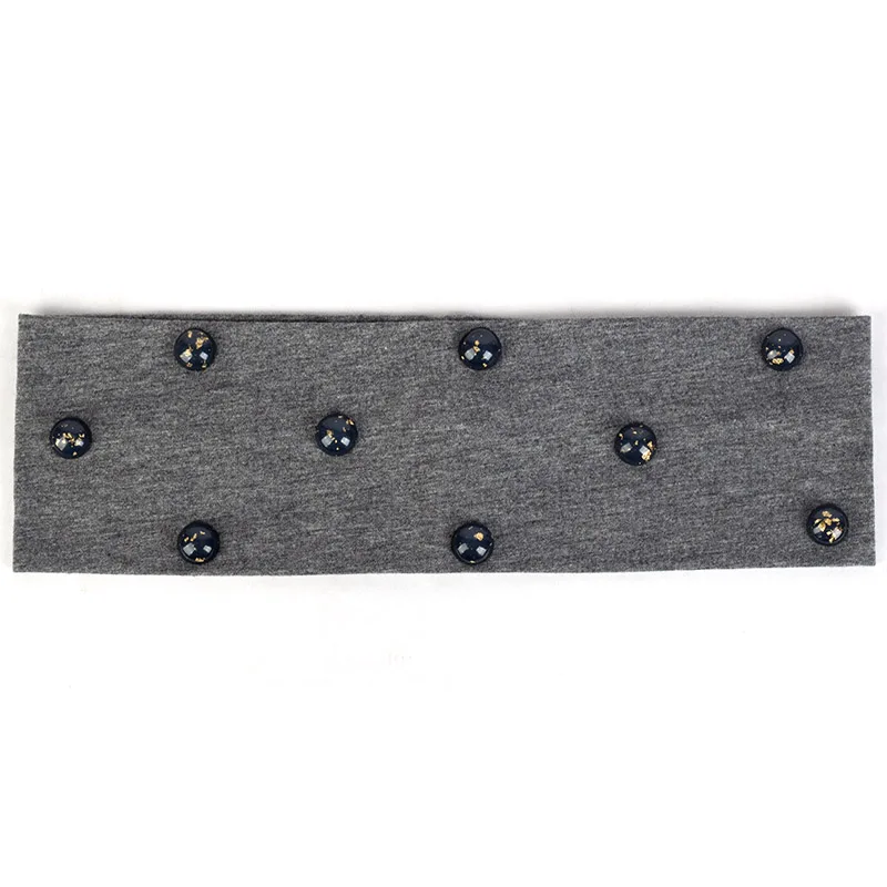 Dark gray Gray Geebro Модный повседневный Обруч Ручной работы для женщин женские круглые бусины аксессуары эластичная чалма хлопок повязки для волос DZ777 - Цвет: Dark gray Gray
