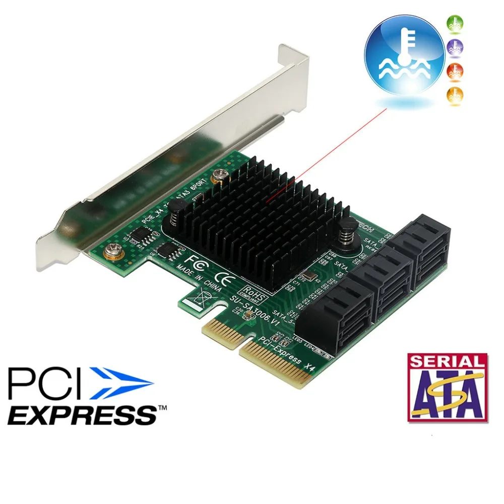

Great-Q New SATA Card 6 Port SATA 3.0 PCI-E PCI Express Controller Card with Bracket SATAIII 6Gbps Expansion Card Adapter Board