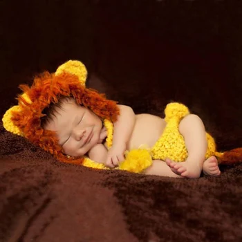 

Europe Product Children Taking Pictures of Clothing Woven Knit Little Lion Newborns Photography Props