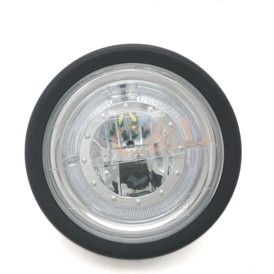 1xBlack металлическая фара с синим светодиодный Angel Eye для CG GN125 CB200 Chopper Bobber Cafe