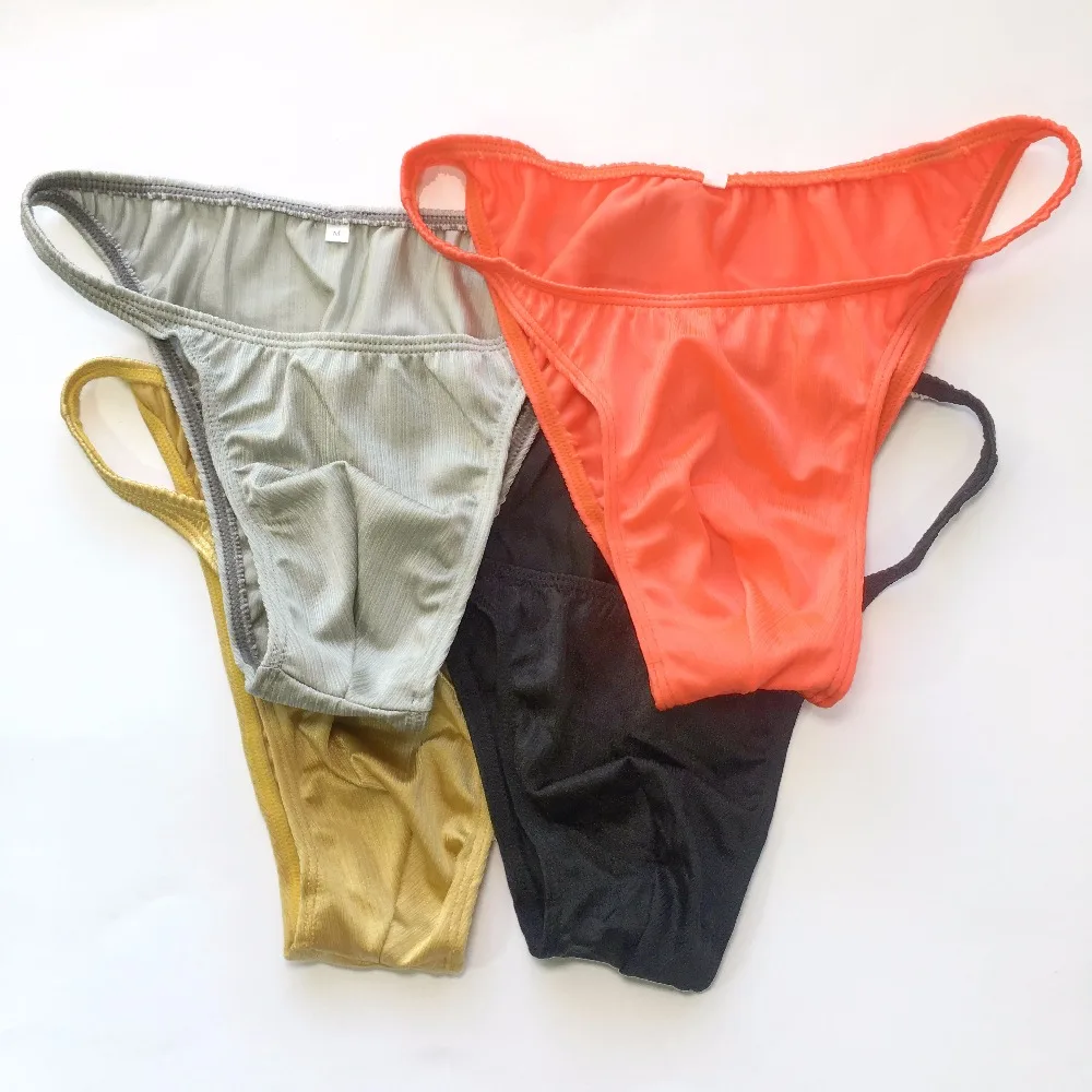 

G377E Sexy Mens String Bikini String Narrow Shiny Striped Swimsuit fabric